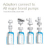 Adapters connect to all major brand pumps