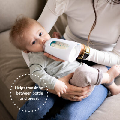 Helps transition between bottle and breast. Baby feeding from Twist Squeeze bottle