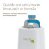 Quickly and safely warm breastmilk or formula. Preserves nutrients and proteins by warming gently