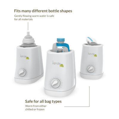 Fits many different bottle shapes. Gently flowing warm water is safe for all materials. Safe for all bag types. Warm from either chilled or frozen