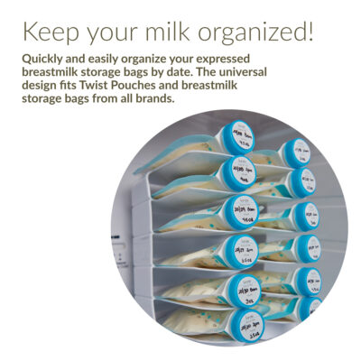 Keep your milk organized! Quickly and easily organize your expressed breastmilk storage bags by date. The universal design fits Twist Pouches and breastmilk storage bags from all brands.