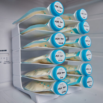 Twist Pouches with Cap Labels (Date/Volume) stored in a Keeper
