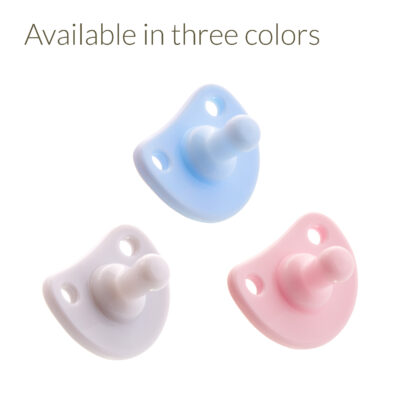 Active Latch Pacifiers are available in 3 colors: blue, grey, and pink