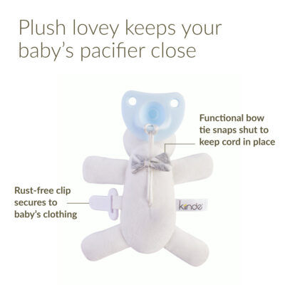 Plush lovey keeps your baby's pacifier close