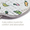 4-ply cotton muslin for comfort and absorption