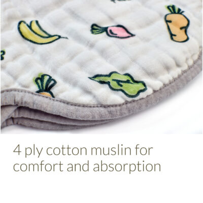 4-ply cotton muslin for comfort and absorption