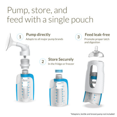 Pump, store, and feed with a single pouch.