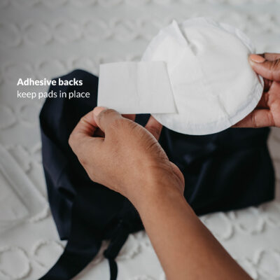 Adhesive backs keep pads in place