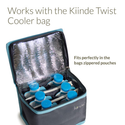 Works with the Kiinde Twist Cooler bag. Fits perfectly in the bags zippered pouches